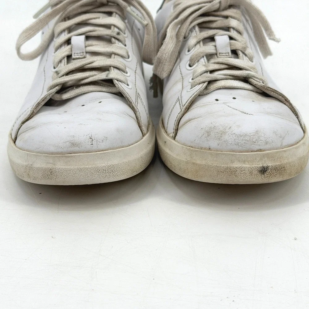 Tory Burch Howell Court Sneakers White Leather Navy Logo Low Top Womens Shoes‎ 9
